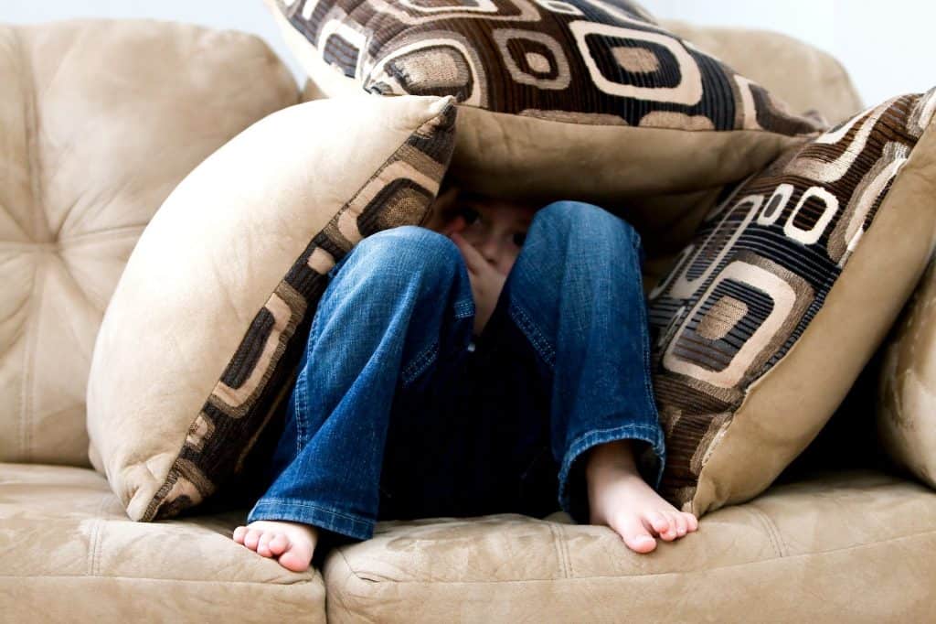 a child hiding