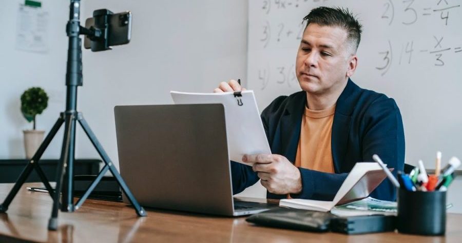 man working at his computer